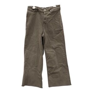 MANGO MNG Denim Catherine Wide Leg High Waist Jeans EUR 33 / USA 6 Brown Raw Hem